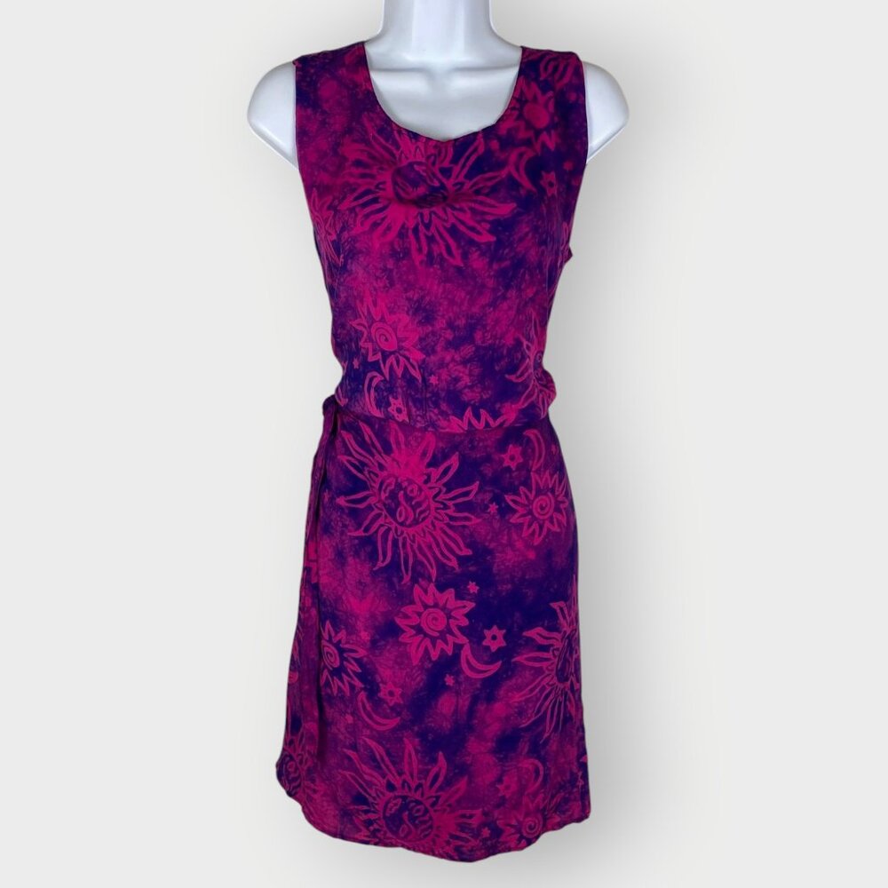 Boho Tie Dye Tank Wrap Skirt Set | Purple Pink Tie Dye Suns Celestial